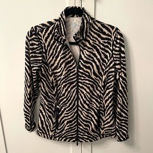 J McLaughlin Zebra Animal Casual Full Zip Jacket medium M athletic